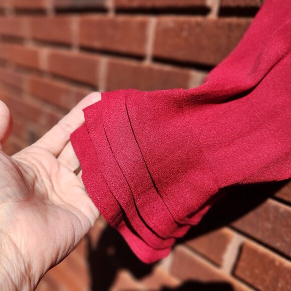 Soft Surroundings Moroccan Red Crepe Poet Blouse Ruffled Sleeves Plus 3X - Picture 4 of 10